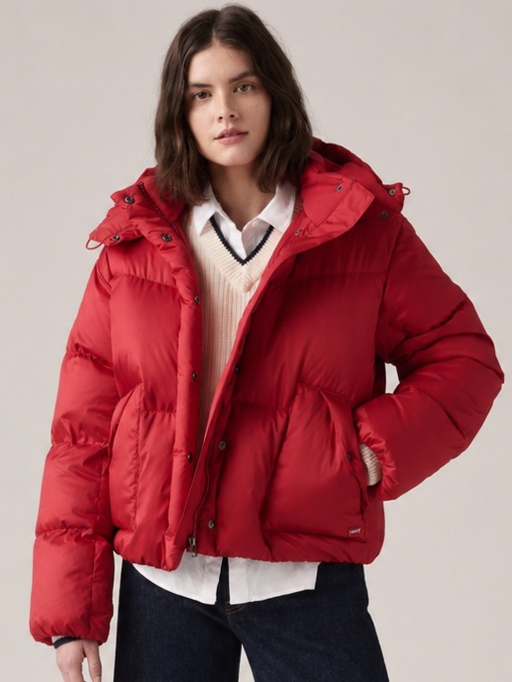 Levi's Western Bubble Shortie Puffer Jacket Red XS